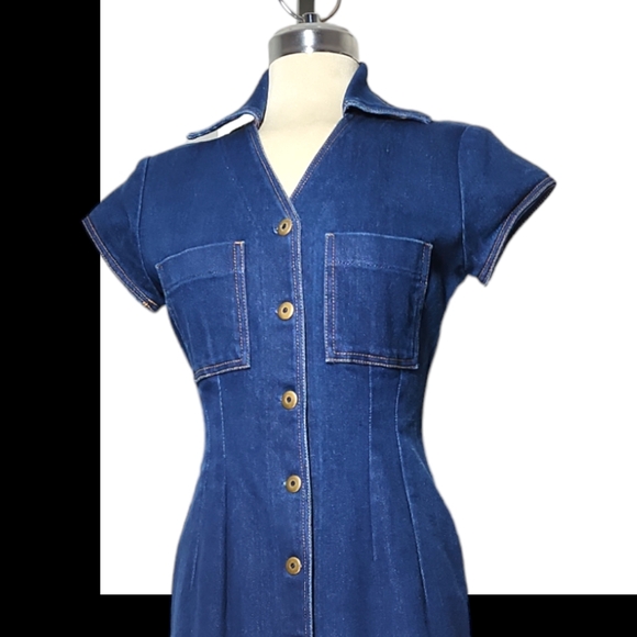 VESTI Blue Denim Maxi Dress Size S/P - Picture 6 of 15